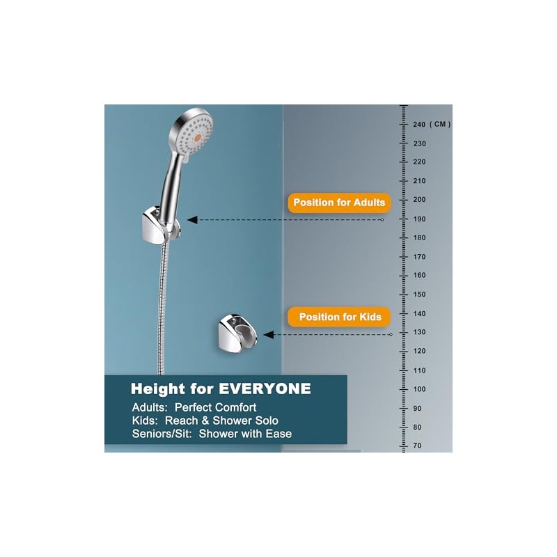 YOO.MEE On Wall Mount Shower Bracket for Handheld shower head,