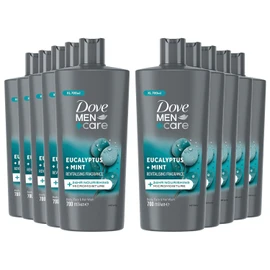 DOVE MEN + CARE Dove Men +Care Eucalyptus + Mint 3-in-1 Hair, Face and Body Wash Body Cleanser Shower Gel, Pack of 10, 24 Hour Micro Moisture Technology Invigorate and Refreshing 700 ml