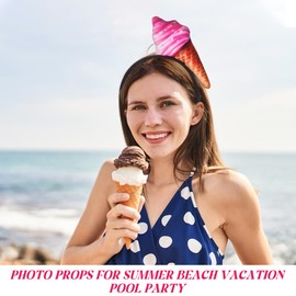 GALPADA 2pcs Ice Cream Cone Headband Accessory for Women for Halloween Parties and Cosplay Unique Non-slip Design Adorable Sweet Treat Headpiece