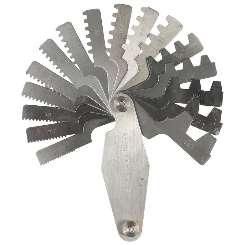 HOBBYIN 16pcs 29 Degree Acme Screw Pitch Gauge, Stainless Steel