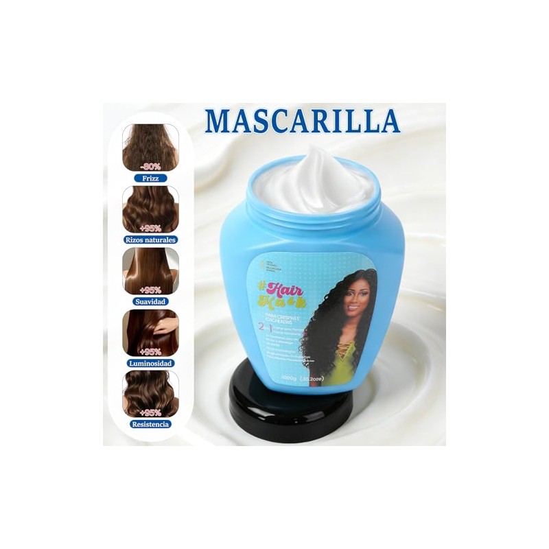 Crema para Peinar Cabello Rizado, 1000g, Mascarilla Capilar, Cuidado dos