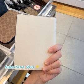 Coach NWT COACH CAX52 Passport Card Case Whipstitch Smooth Leather Wallet Blue/Chalk