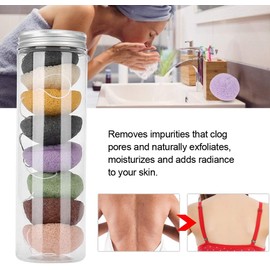 Konjac Wash Face Flutter Set, 8pcs Round Type 100% Pure Body Sponges Massage Tools for Deep Pore Cleansing Exfoliating Facial Sponge for Daily Cleansing Facial Sponge