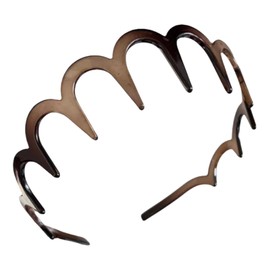 Xansema 2Pcs Fashion Non-Slip Headbands for Women Girls, Zig Zag Headbands with Teeth Comb Hair Hoop Hairband Hair Accessories for Daily Use, Yoga, Spa, Parties (Black Coffee, One Size)