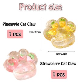 Taba Squishy, 2-Pack Fruit Cat Stress Relief Toys, Pineapple Cat and Strawberry Cat Design, Soft Taba Squishy for Kids Teens and Adults, Fun Taba Squishy Fidget Toys for Home School Office Use