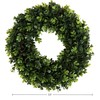 12-Inch Boxwood Wreath - Round UV Resistant Artificial Spring, Summer,