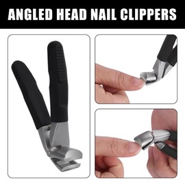 Outfany Nail Clippers Pro Nail Clipper Nail Clippers for Seniors Nail Clippers Toenails Nail Clippers Nail Cutter Nail Clippers Large Black Elbow Nail Scissors with Angled Nail Scissors + Nail File