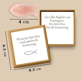 Milaboo® Keepsake Box with Rose Quartz Fish - Sympathy Gift in Kraft Paper Box - Comfort Dispenser & Loving Keepsake for Mourning, Farewell & Silent Companion (Fish Rose Quartz)