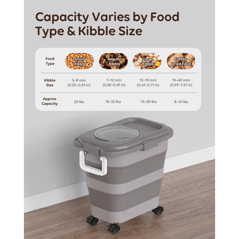 Collapsible Dog Food Container for 10-25 lbs, Airtight Storage Bin