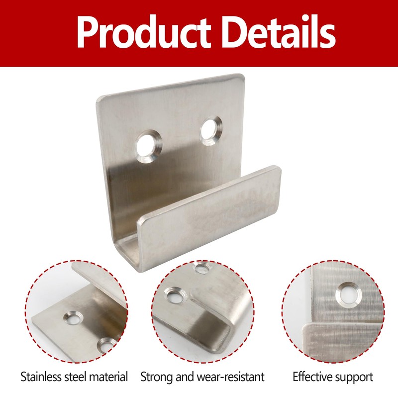PDETVEO 10PCS Stainless Steel Flat J Hooks Hanger, Silver Tile