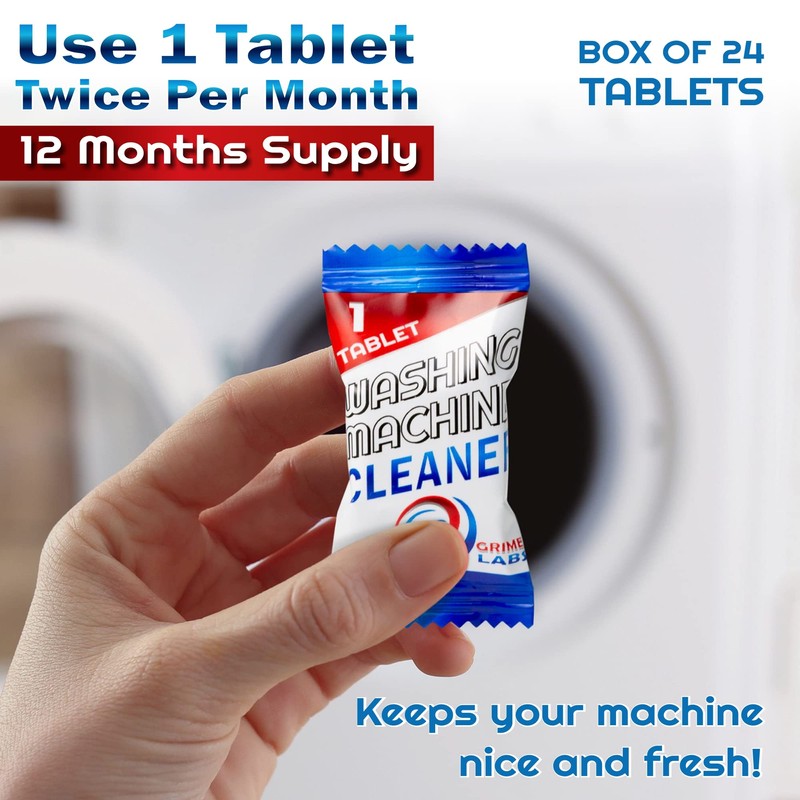 GRIME LABS Washing Machine Cleaner Tablets - Penetrating Deep Clean