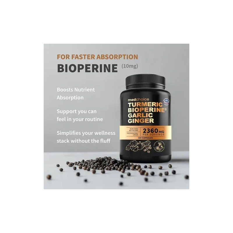 Medchoice Turmeric Bioperine Garlic Ginger Digestión 120cáps