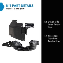 TRQ Inner Fender Liner Set Compatible with 2014-2018 Mazda 3 MA1248145 MA1251115