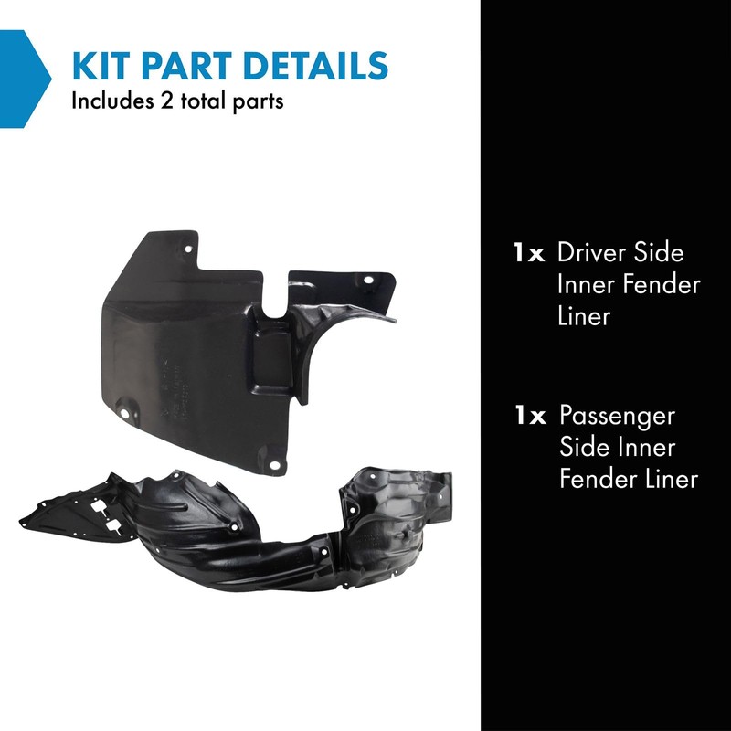 TRQ Inner Fender Liner Set Compatible with 2014-2018 Mazda 3