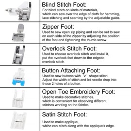 12PCS Presser Foot Kit for Low Shank Sewing Machines Presser Feet Set for Household Sewing Machine for Brother for Singer for Janome