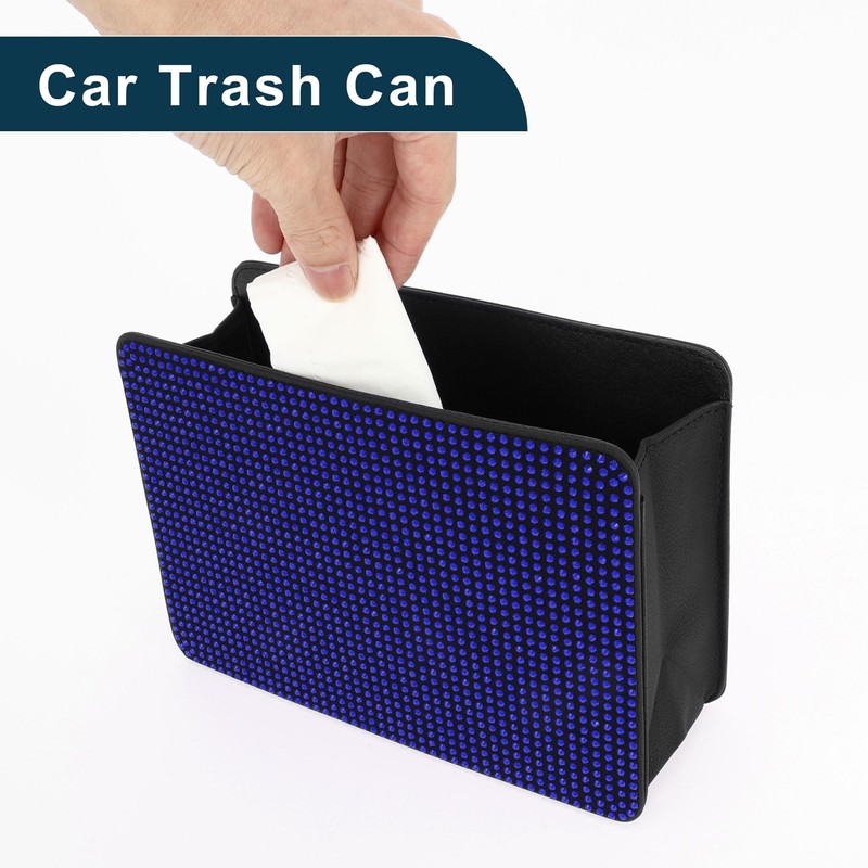 TUCKBOLD Car Trash Can Portable Seat Back Trash Bin Blue