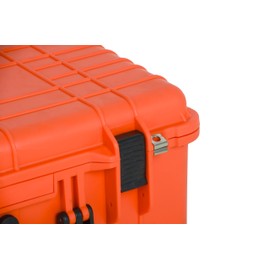 MEIJIA All Weather Rolling Waterproof Protective Case, Hard Camera Case,Dry Case with Retractable Pull Handle and Wheels,Foam Inserted,22 x13.81x9inches (Orange)