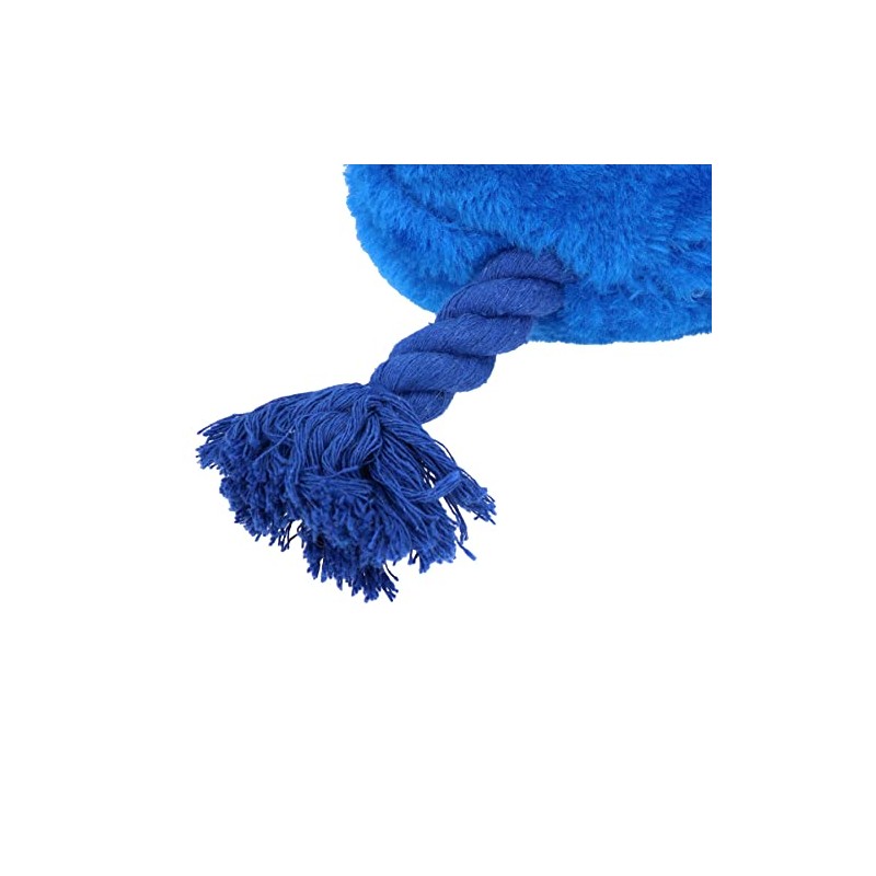 Plush Soft Blue Happy Face Dog Play Toy With Squeak