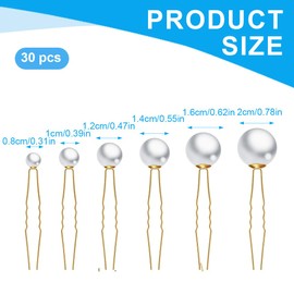 EIHI Pack of 30 Pearl Hair Pins UForm Bridal Hair Accessories Pearl Hair Pin for Party Prom Wedding