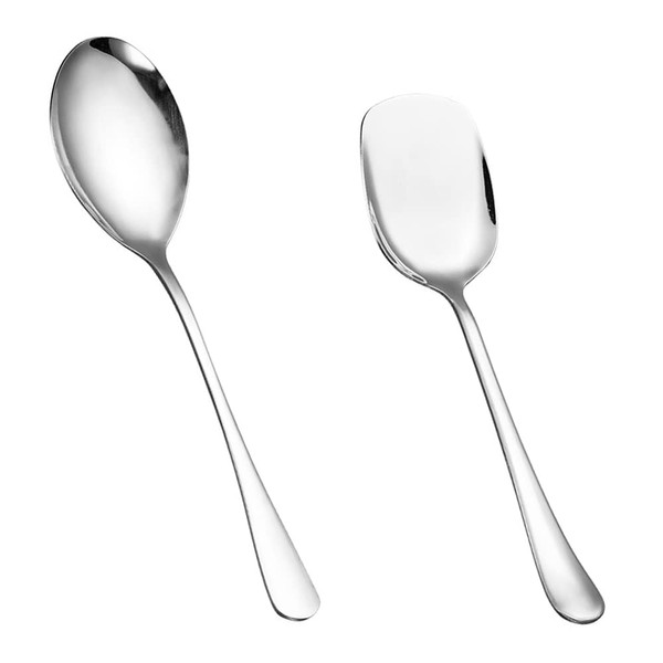 2 Pcs Serving Spoons Dining Spoons Stainless Steel Salad Serving