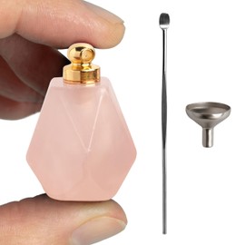 BOHO GARDEN Crystal Keepsake Urn - Wearable Small Container for Ashes, Memorial Urns Made from Real Crystal Material - includes Spoon, Stick, Funnel & Storage Box (Rose Quartz (gold))