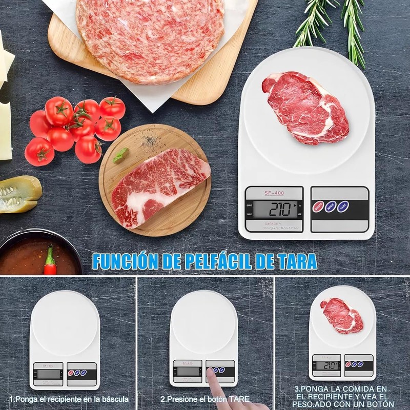Báscula Digital Cocina Balanza Gramera Pesar Comida Gym Dieta Función