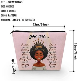 Livel lhood African American Makeup Bag Cute Small Canvas Organizer Zipper Pouch You Are Beautiful Cosmetic Bag Inspiring Birthday Present for Black Women Friends, asnt0745, Small