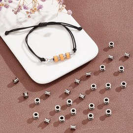 UNICRAFTALE Aproximadamente 100 Cuentas de Columna de Acero Inoxidable con Forma de Paracaídas, Cuentas con Orificio de 3,5 Mm, Cuentas Espaciadoras con Ranura, Cuentas de Cordón para Pulseras, Collar