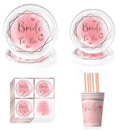 Aitsite Bride to Be Party Tableware Set, Bride Party Plates Birthday for 20 Guests, Weddings Birthday Tableware, Weddings Party Decoration Set, Children's Birthday Plates, Cups, Napkins