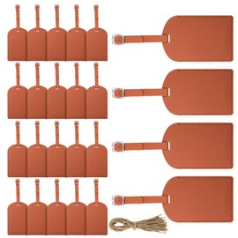 Vrizminfly 24 Pack Leather Luggage Tags Wedding Favors Bulk Luggage Tags Travel Tag Brown for Suitcase with Name Card Bulk for Guests Bridal Bachelorette Shower