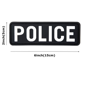 Hannah Fit Large PVC Police Patch Hook Fastener Back Black and White for MilitaryTactical Vest Combat Plate Carrier Law Enforcement (6X2 inch)