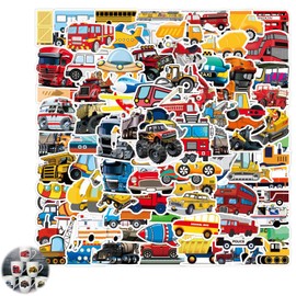 100 Pcs Cartoon Toy Cars Stickers, Vehicle Car Construction Tractor Children's Stickers, Waterproof Graffiti Vinyl Stickers for Water Bottles, Laptop, Computer, Car