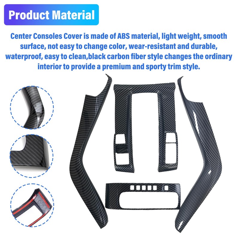 Center Console Automatic Gear Shift Panel Cover ABS Carbon Fiber