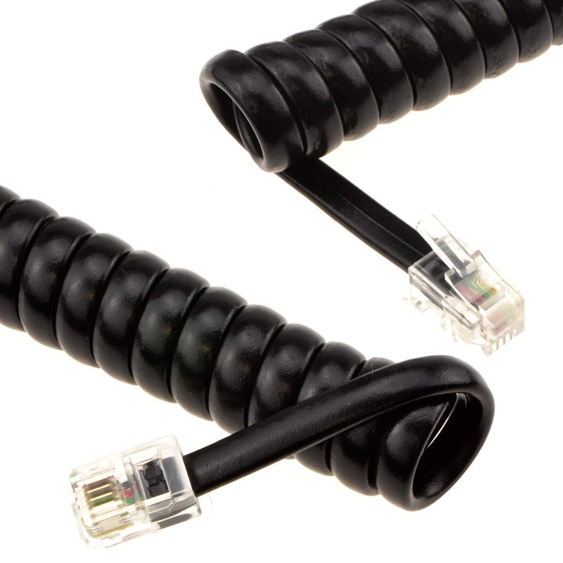 kenable Telephone Handset Coiled RJ10 Plug to RJ10 Plug Cable