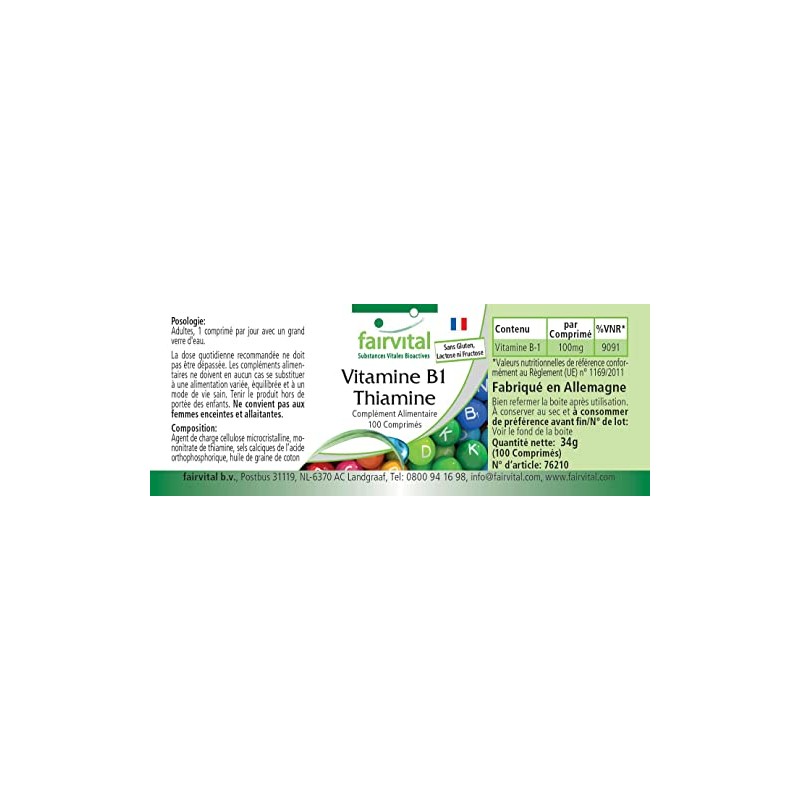 Vitamin B1 Thiamin 100mg Hochdosiert Supporting the physical & Mental