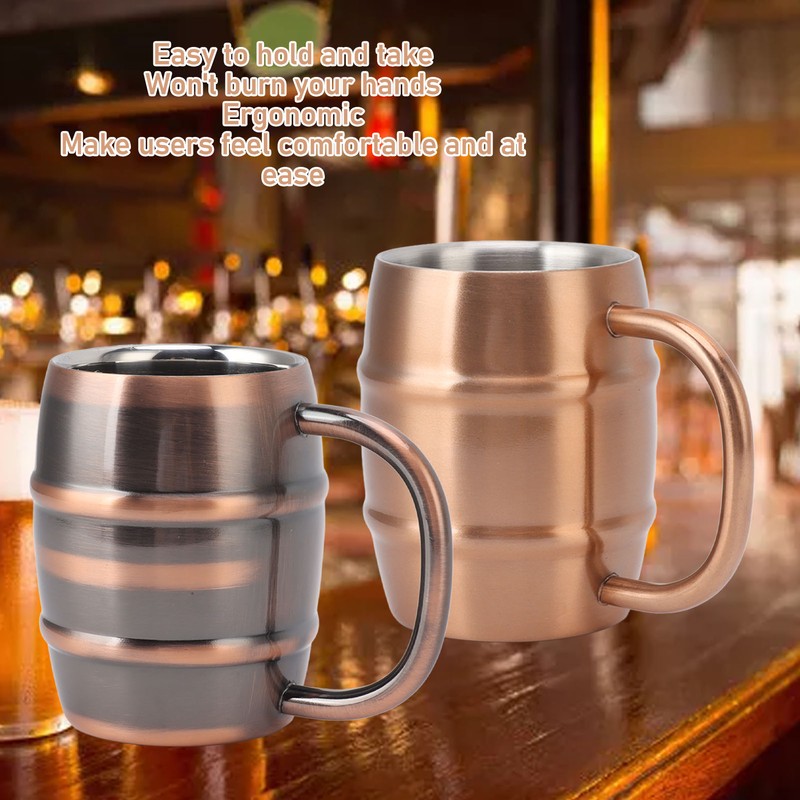 Stainless Steel Beer Mug Double Layer Insulation Multipurpose Safe Ergonomic