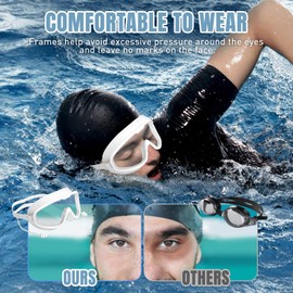 ESYFOR Schwimmbrille Herren Damen, Swimming Goggles UV-Schutz Anti-Nebel Verstellbarer 180° Panoramablick Taucherbrille mit Ohrstöpseln und Brillenetui für Erwachsene und Jugendliche