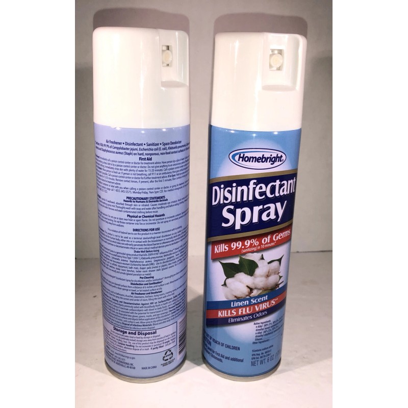 Homebright 2ea 6oz Cans Homebright Spray Linen Scent Kills 99.9%