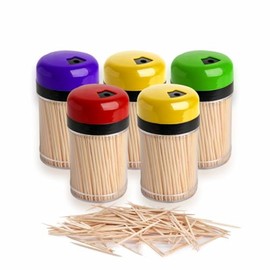 Wooden Tooth Picks Cocktail Sticks Safe Double Sided Bamboo Teeth Pickup Fruits Cherry Cheese Home Office Parties Buffet Canape Appetisers Barbecue Floss Picks Appetizer Skewers Toothpicks (Pack Of 5)