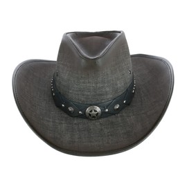 Kenny K Men's Grey UPF 50+ Western Hat with Vegan Leather Band, Large, Grey