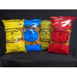 Old Florida Gourmet Tortilla Chips - VARIETY PACK OF FOUR (4) - Includes Original, Lime Sensation, Nice & Spicy, and Ranch Tortillas, 11 oz