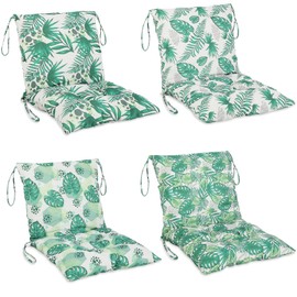 Barydat 4 Pcs Outdoor Patio Chair Cushions with Back, 21.7 x 43.3 Inch Decorative Dining Back Cushions with Tie Buffalo Plaid Indoor Outdoor for Patio Furniture(Fresh Color,Hawaiian)