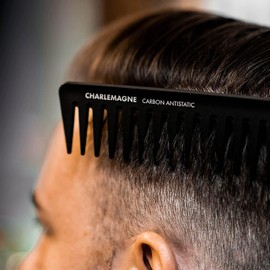 Charlemagne Peine Para Peinar Para Hombre - Peine De Carbono Inastillable Para Cabello Y Barba - Peines Para Cabello Para Hombre - Herramientas Y Electrodomésticos Para Peinar - Dientes Gruesos De 19C