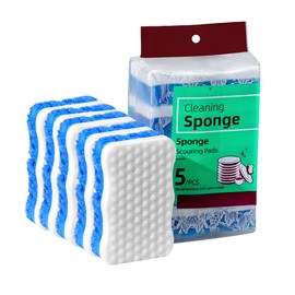 Ampang Wave-Shaped Scrub Sponges for Kitchen Cleaning - Nano Sponge & High-Foam Seaweed Cotton, Non-Scratch, Dishwasher Safe, Ideal for Washing Dishes & Daily Household Tasks (5, Blue)