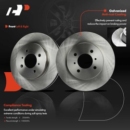 A-Premium 10.08 inch (256mm) Front Vented Disc Brake Rotors Compatible with Select Mitsubishi Models - Lancer 2002-2007, Mirage 1999-2002, 2-PC Set