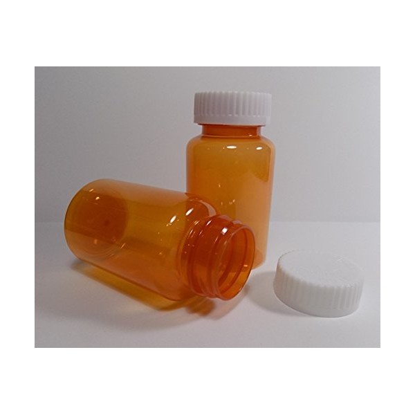 Plastic Travel Screw-Top Wide Mouth Packer Bottles Container Jars Clear Amber 5 Ounce Size Package of 12 Units