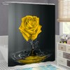 LUKUY Yellow Floral Shower Curtain Roses Reflection in Water Black