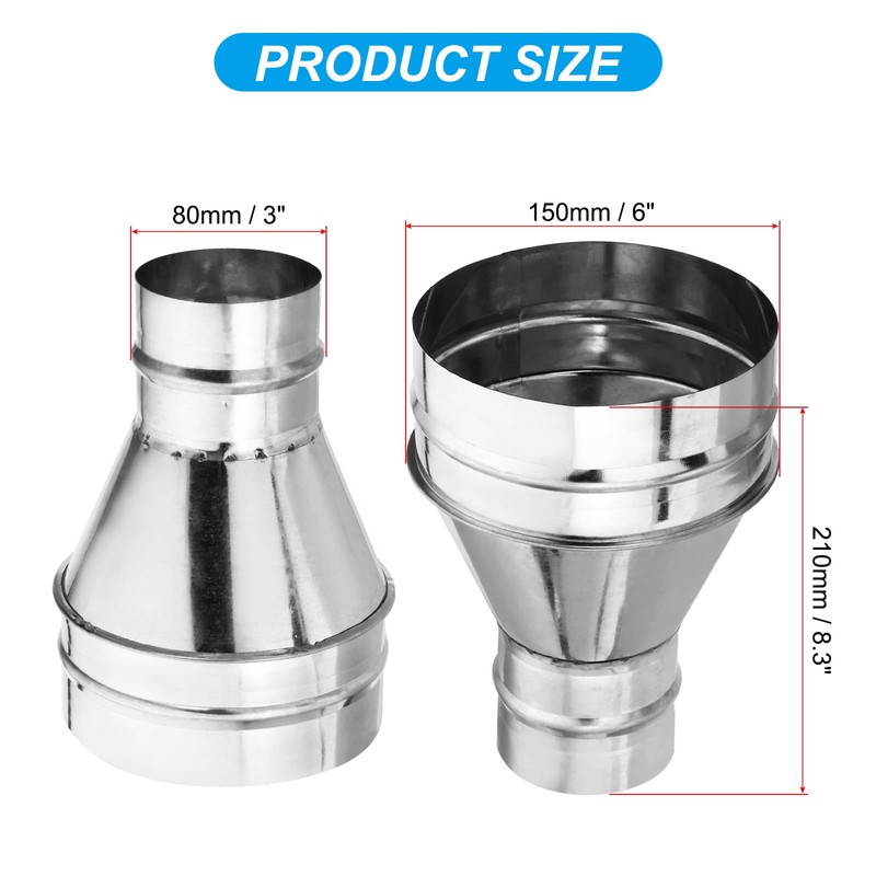 PATIKIL 6 Inch to 3 Inch Round Duct Reducer Increaser