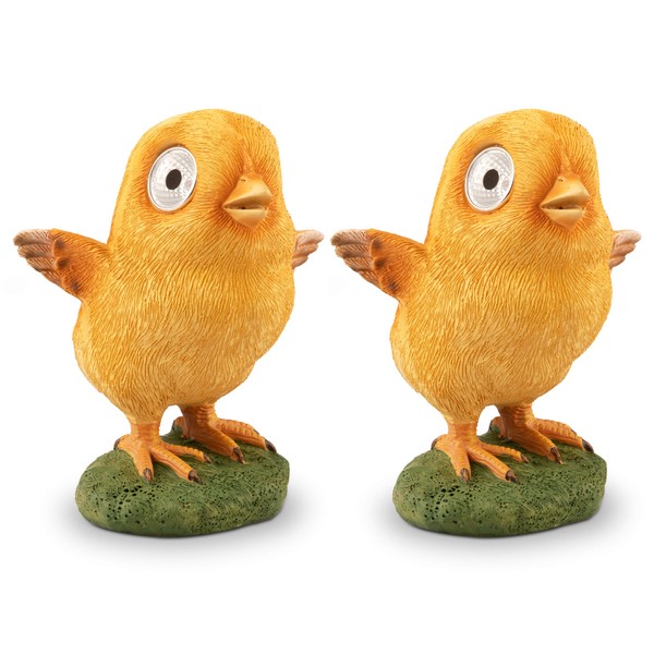 Solar Garden Baby Chick Decoration (Set of 2) | Outdoor Yard Decor - Lawn Ornaments | Solar Decorative Lights for Patio, Balcony, Deck | Weather Resistant - LED | Housewarming Gift (Set of 2)