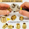 24Pcs Brass Pipe Fittings, NPT Adapter, Hex Bushing Fitting, Reducer